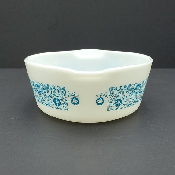 Pyrex Horizon Blue 1.5 Pt Covered Casserole 472 Turquoise on White Baking Dish - Picture 6 of 12